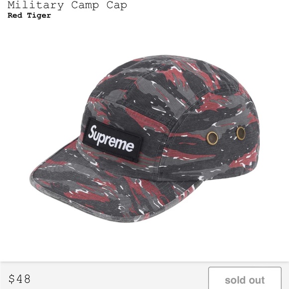 Supreme Red Tiger Military Camp Cap - SS24 - Picture 4 of 5